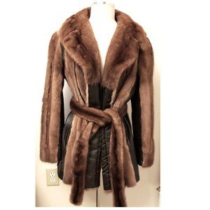 Bill Robinson Women’s Midi Fur/Leather Coat Size-L Brown